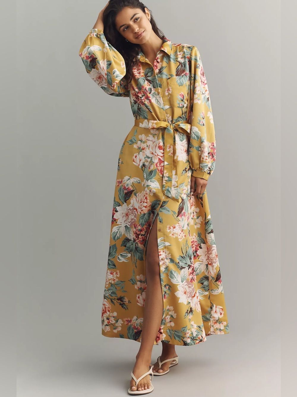 Maeve Mona Silken Maxi Shirtdress Size S